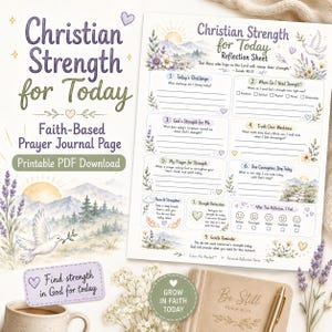 Christian Strength for Today Reflection Worksheet | Faith-Based Prayer Journal Page