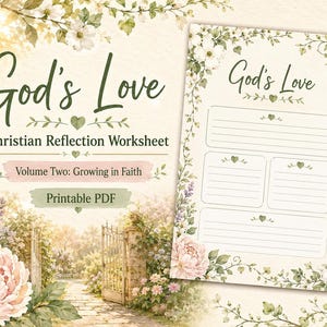 Christian God's Love Reflection Worksheet | Faith-Based Printable Journal | Bible Study Worksheet | Christian Self Care PDF