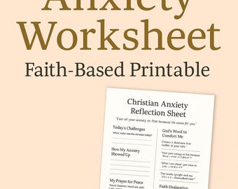 Christian Reflection Printable | Faith-Based Worksheet | Cast Your Anxiety on Him | Mental Health Printable | Bible Study PDF