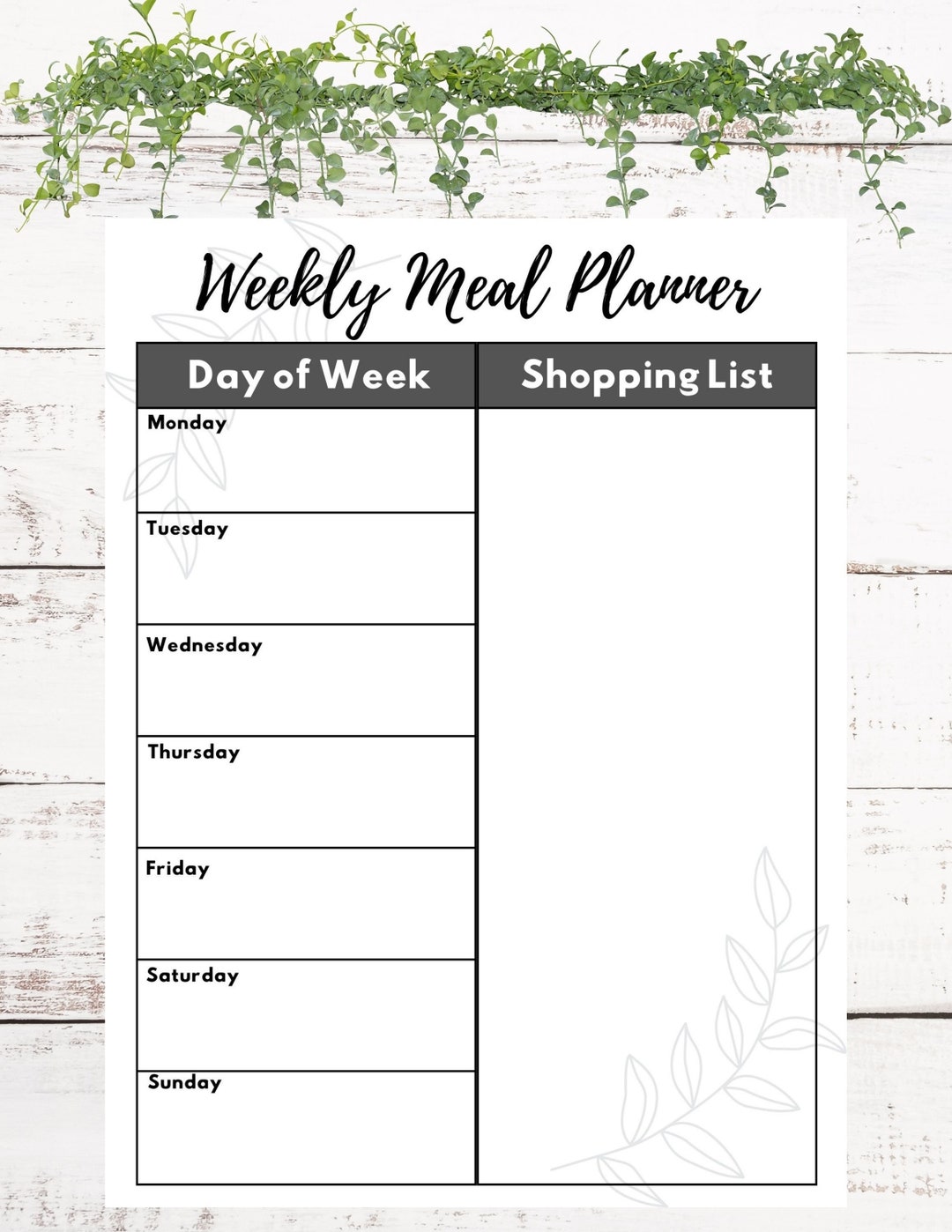 Weekly Meal Planner Printable - Etsy