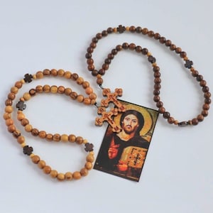 Palisander Chotki Gebetsseil: Olivenholzkreuz, Kirschholzakzente