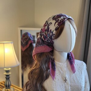 Cotton Blend Christian Floral Paisley Headcovering Slavonic Kerchief Headscarf Pretty Square Scarf Platok Bulgarian Romanian Ukrainian