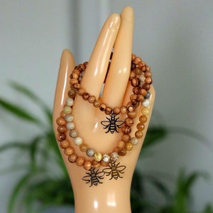 Saint Paisios Bee Chotki Bracelet: Jasper or Olive Wood Prayer Beads