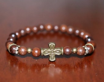 33 Bead Aromatic Rosewood Chotki Prayer Bracelet with Orthodox Cross Charm Jesus Beads Christian Brojanica Komboskini Rope Gifts Baptism