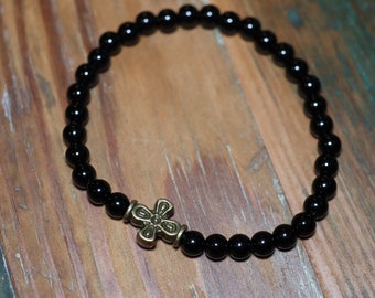 33 Bead Chotki Prayer Bracelet with Bronze Cross Spacer Brojanica Orthodox Christian Jesus Beads Baptism Gift Men Women