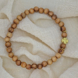 33 Bead Authentic Bethlehem Olive Wood Chotki Prayer Bracelets with Christ Icon Gold Silver Cross Theotokos Charm Orthodox Brojanica Jesus