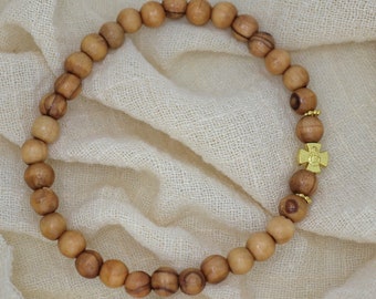 Olive Wood Prayer Bracelet: 33 Bead Chotki with Christ Icon Charm
