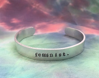 Feminist Bracelet - Feminist Cuff - Feminist Jewelry Stamped Bracelet - Feminist AF Bracelet - Nasty Woman Bracelet