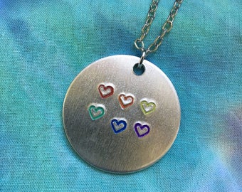 Pride Flag Heart Necklace - Gay Pride Necklace - LGBT Necklace - LGBT Jewelry -Lesbian Necklace - Rainbow Flag - Gay Pride Flag