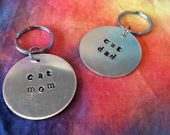 Cat Parent Keychain Set - Cat Moms - Cat Dads - Fur Mama - Cat Dad - Couple's Gift - Cat Mom Gift - Pet Gift - Cat Jewelry - Mom Jewelry