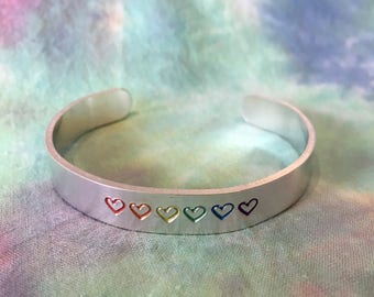 Pride Flag Heart Bracelet - Gay Pride Flag Bracelet - Gay Pride Bracelet - Rainbow Bracelet - LGBT Bracelet - Gay and Proud - LGBT Jewelry