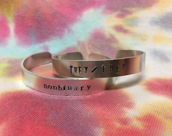 Nonbinary Bracelet Set - They Them Pronouns - Genderfluid Bracelet - Agender Bracelet - Genderqueer Bracelet- Nonbinary Jewelry - Non-binary