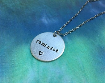 Feminist Heart Necklace - Feminist Necklace - Feminist AF - Feminist Heart - Womens March - Womens Day - Nasty Woman