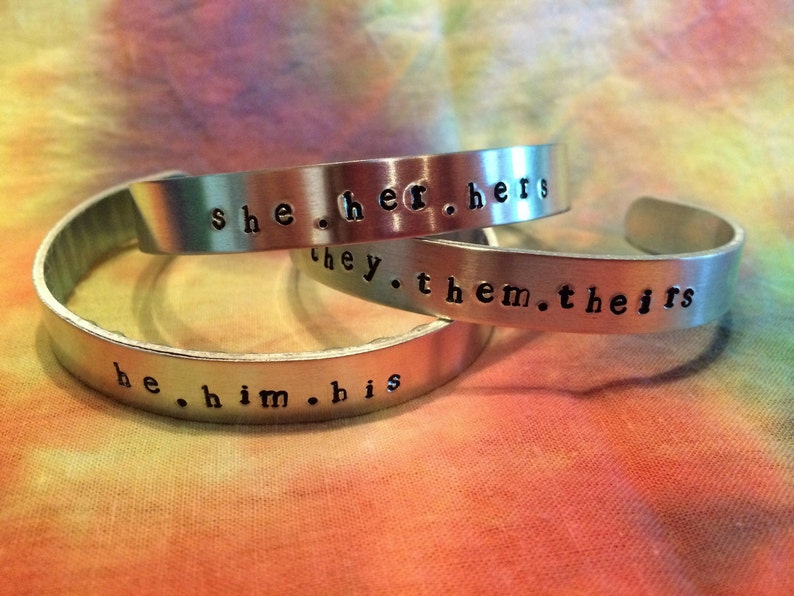 Pronoun Bracelets Transgender Bracelets Nonbinary Bracelets Trans Bracelet MTF FTM LGBT Bracelet image 1