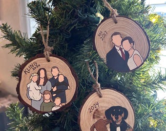 Family Wood Slice Ornament - Custom Family - Faceless Family - Family Ornament - Keepsake