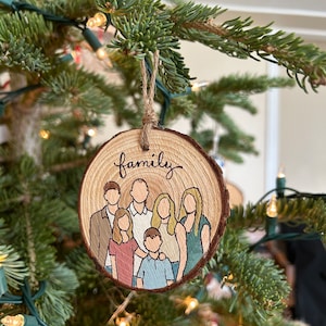Family Wood Slice Ornament - Custom Family - Faceless Family