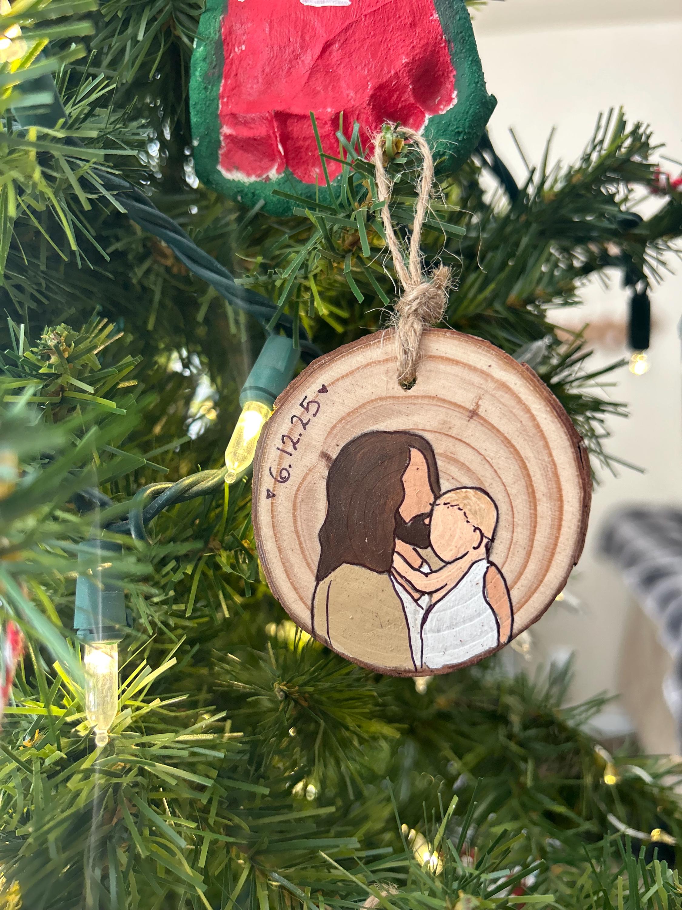 Angel Baby Wood Slice Ornament - Custom Family With Angel Baby ...