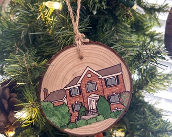 House Wood Slice Ornament, House warming gift, New house, old house, moving