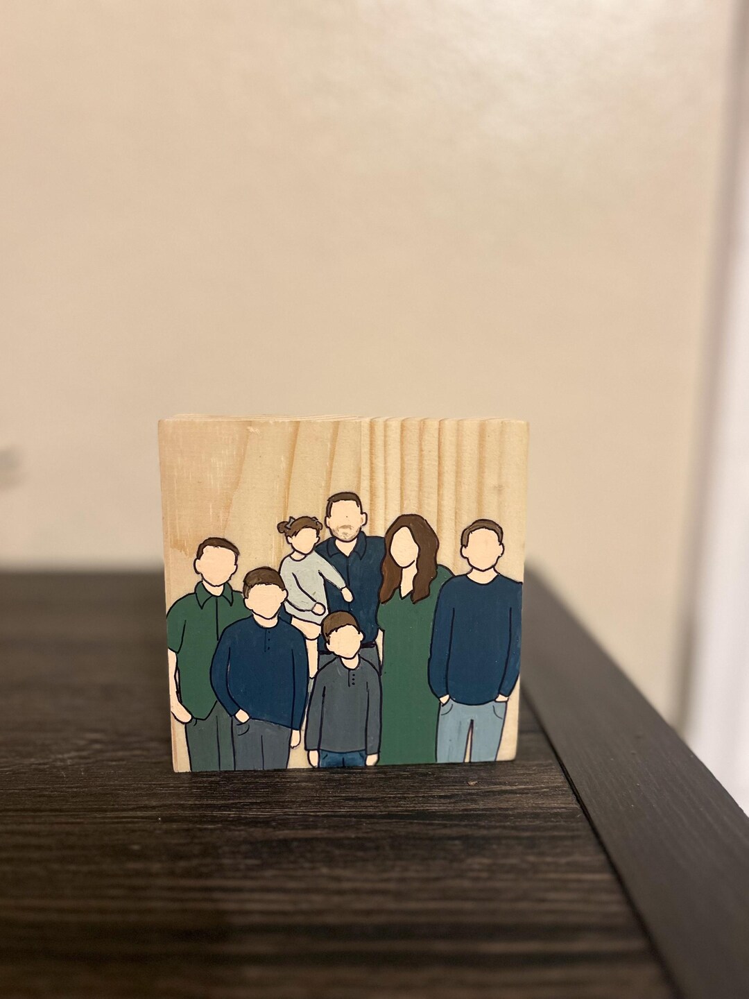 Wood Block Family Portrait Painting - Custom Family - Faceless Family ...