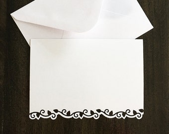 Blank Note Card. Handmade Thank You Card. Ivy die cut notecards. White note card set. Fancy card. Bridesmaids gift Appreciation gift wedding