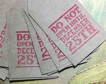 Do not open until december 25th Holiday gift tags set. Kraft gift tag pack. Wine tag. Rustic christmas tag. Large wine tag. Gift for hostess