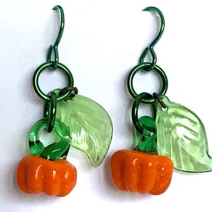 Pumpkin Earrings, Hypoallergenic Niobium Ear Wires, Halloween Earrings, Thanksgiving Earrings, Autumn Earrings, Fall Earrings, Free Gift Box