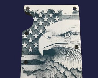 Eagle on Flag RFID Wallet Laser Engraved Metal Wallet Patriotic