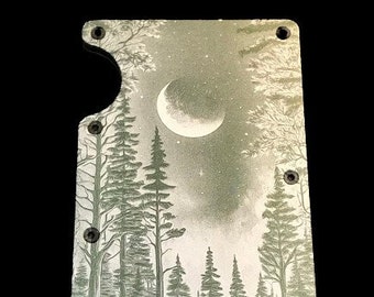 Forest in Moonlight RFID Wallet Laser Engraved Metal Wallet