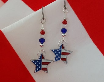 Patriotic Niobium Earrings, Red White and Blue, Hypoallergenic Niobium Ear Wires, Independence Day, 4th of July or New Citizen Gift