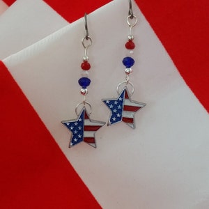 Patriotic Niobium Earrings, Red White and Blue, Hypoallergenic Niobium Ear Wires, Independence Day, 4th of July or New Citizen Gift image 1