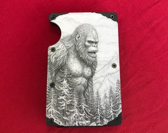 Bigfoot Yeti RFID Wallet Laser Engraved Metal Wallet Big Foot Sasquatch