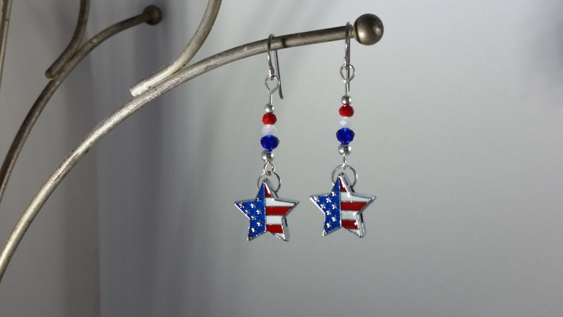 Patriotic Niobium Earrings, Red White and Blue, Hypoallergenic Niobium Ear Wires, Independence Day, 4th of July or New Citizen Gift image 2