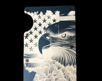 Eagle RFID Wallet Laser Engraved Metal Wallet Patriotic