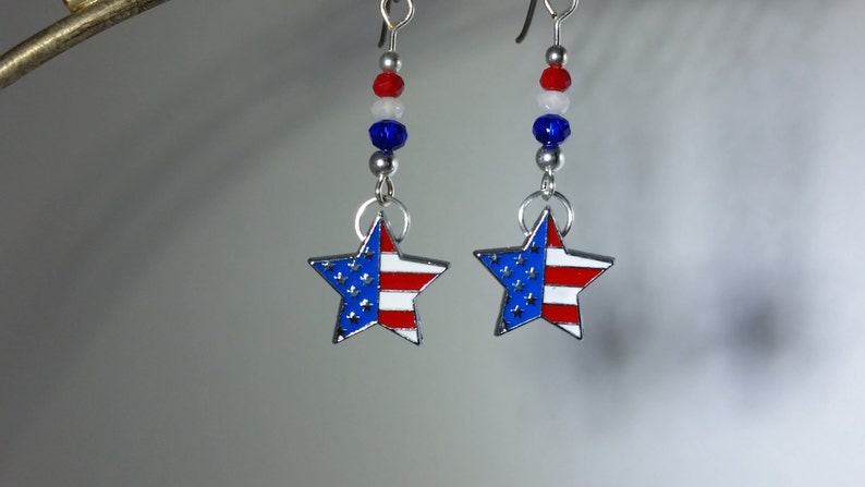 Patriotic Niobium Earrings, Red White and Blue, Hypoallergenic Niobium Ear Wires, Independence Day, 4th of July or New Citizen Gift image 3
