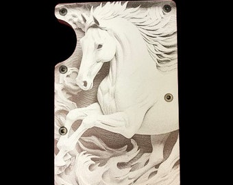 Horse RFID Wallet Laser Engraved Metal Wallet Stallion