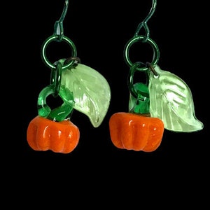 Glass Pumpkin Earrings, for Autumn Fall Thanksgiving Halloween