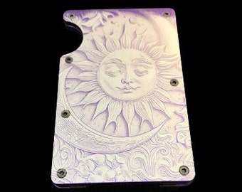 Sun and Moon RFID Wallet Laser Engraved Metal Wallet