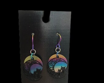 Rainbow Cats Niobium Earrings