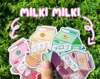Etiquetas cortadas do leite de Milki | Adesivos de vinil | Adesivos BuJo