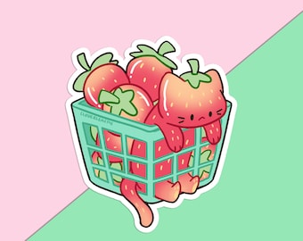 Adesivo de vinil gato morango