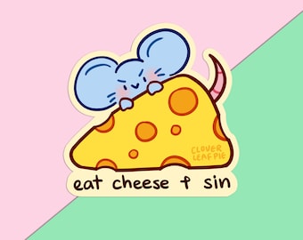 Adesivo de vinil Coma Queijo e Pecado