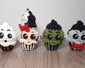 PATTERN ONLY: Halloween Spooky Crochet Cupcakes Set 1