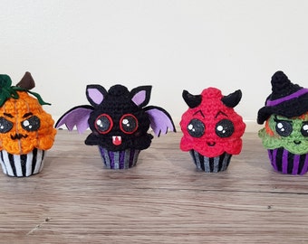 PATTERN ONLY: Halloween Spooky Crochet Cupcakes Set 2
