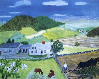 Plow Boy Grandma Moses Print On Canvas