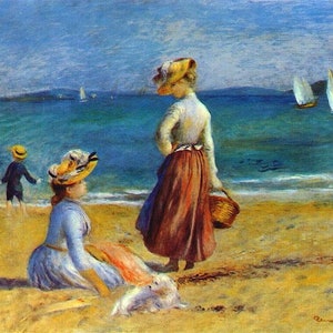 Stampa su tela Renoir Beach: arte murale costiera vintage
