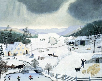 Winter by Grandma Moses Art Print Ready to Hang