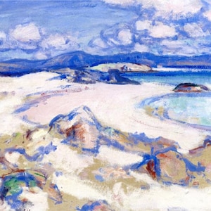Scottish Seascape Wall Art | Iona by Samuel Peploe Canvas Print | Ocean Landscape Decor Gift for Home or Office