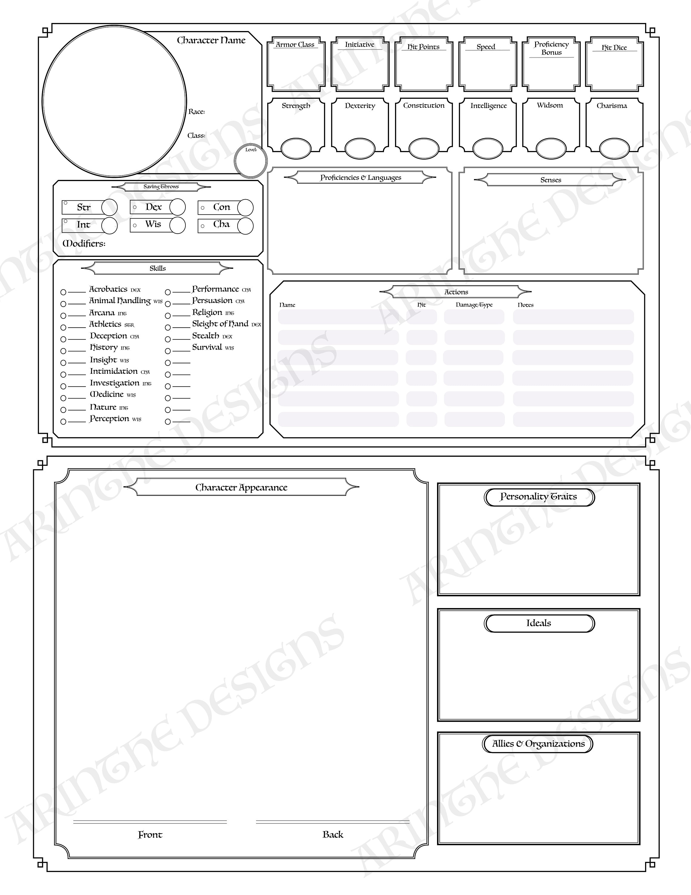 5 D D 5e Character Sheet Fillable Google Docs Game Wa vrogue.co