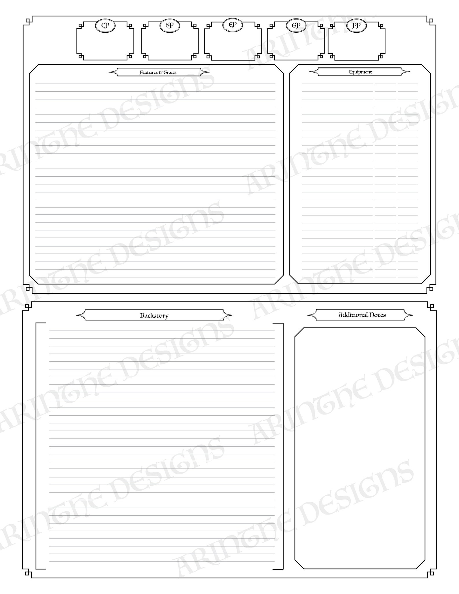 D&amp;D 5E Character Sheet - Digital Download - Etsy
