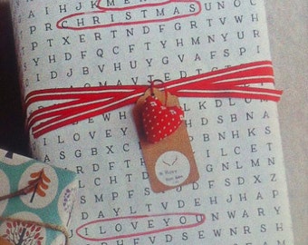 Word search -  Printable Wrapping Paper (Digital file) - Find-a-word - Birthday - Christmas - Love